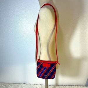 Tommy Hilfiger Red Blue Plaid Crossbody Purse Shoulder Bag Small